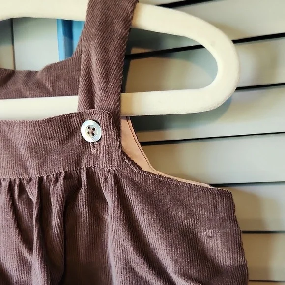 Jacadi Paris Dark Brown Jumpsuit with Pink Floral Embroidery - Picture 5 of 11